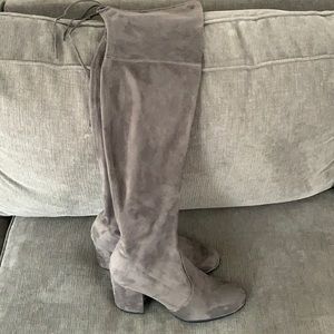 Grey thigh high “slayer” boots